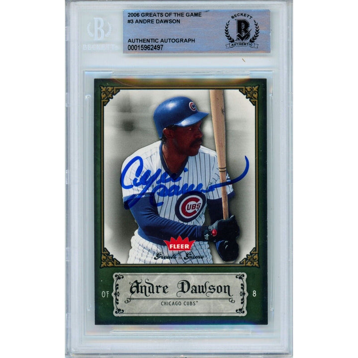 Andre Dawson Chicago Cubs Signed 2006 Fleer Baseball Card Beckett Authentic Auto Slab