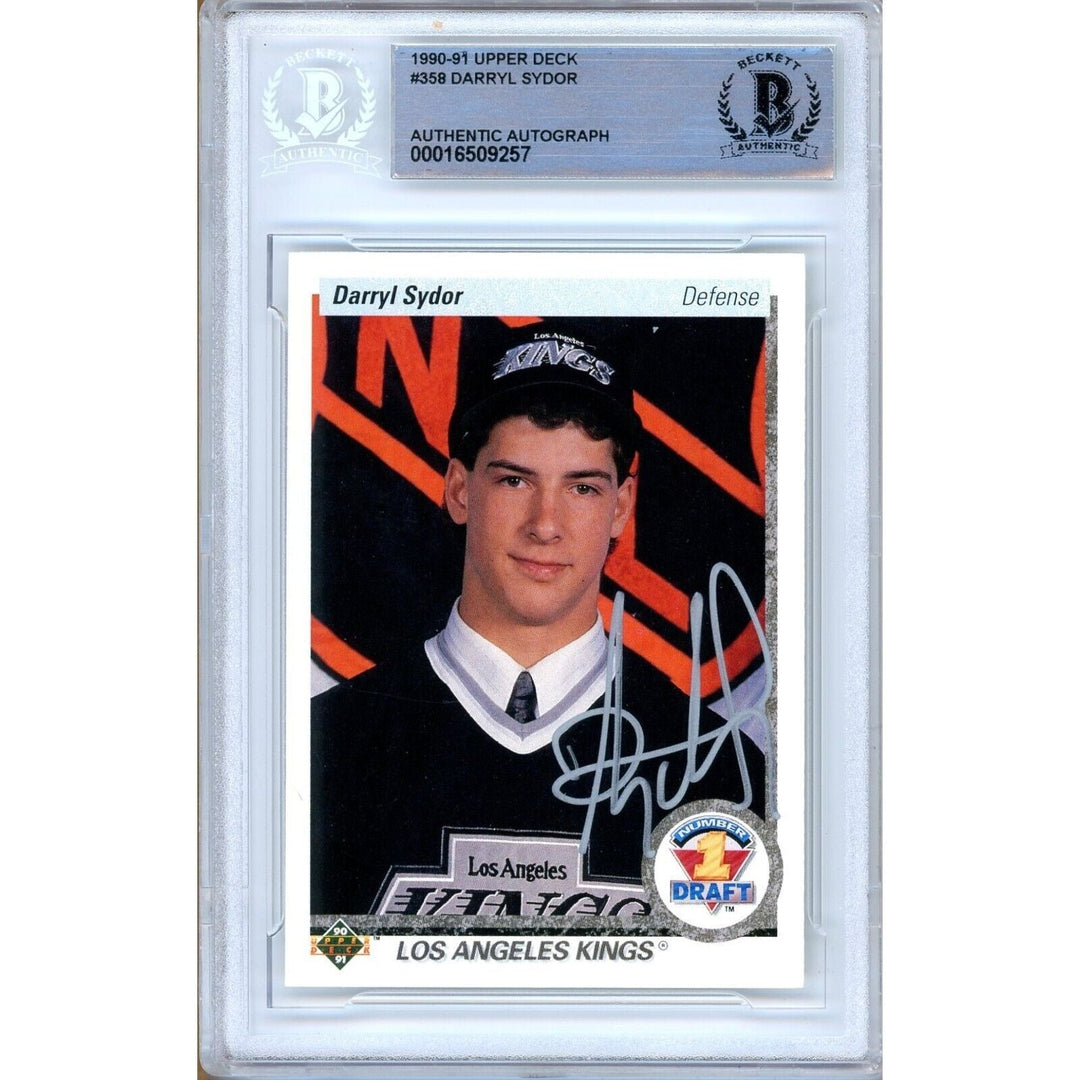 Darryl Sydor Los Angeles Kings Signed 1990-91 Upper Deck Card Beckett Auth Auto Slab