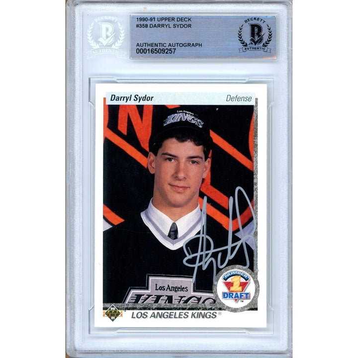 Darryl Sydor Los Angeles Kings Signed 1990-91 Upper Deck Card Beckett Auth Auto Slab