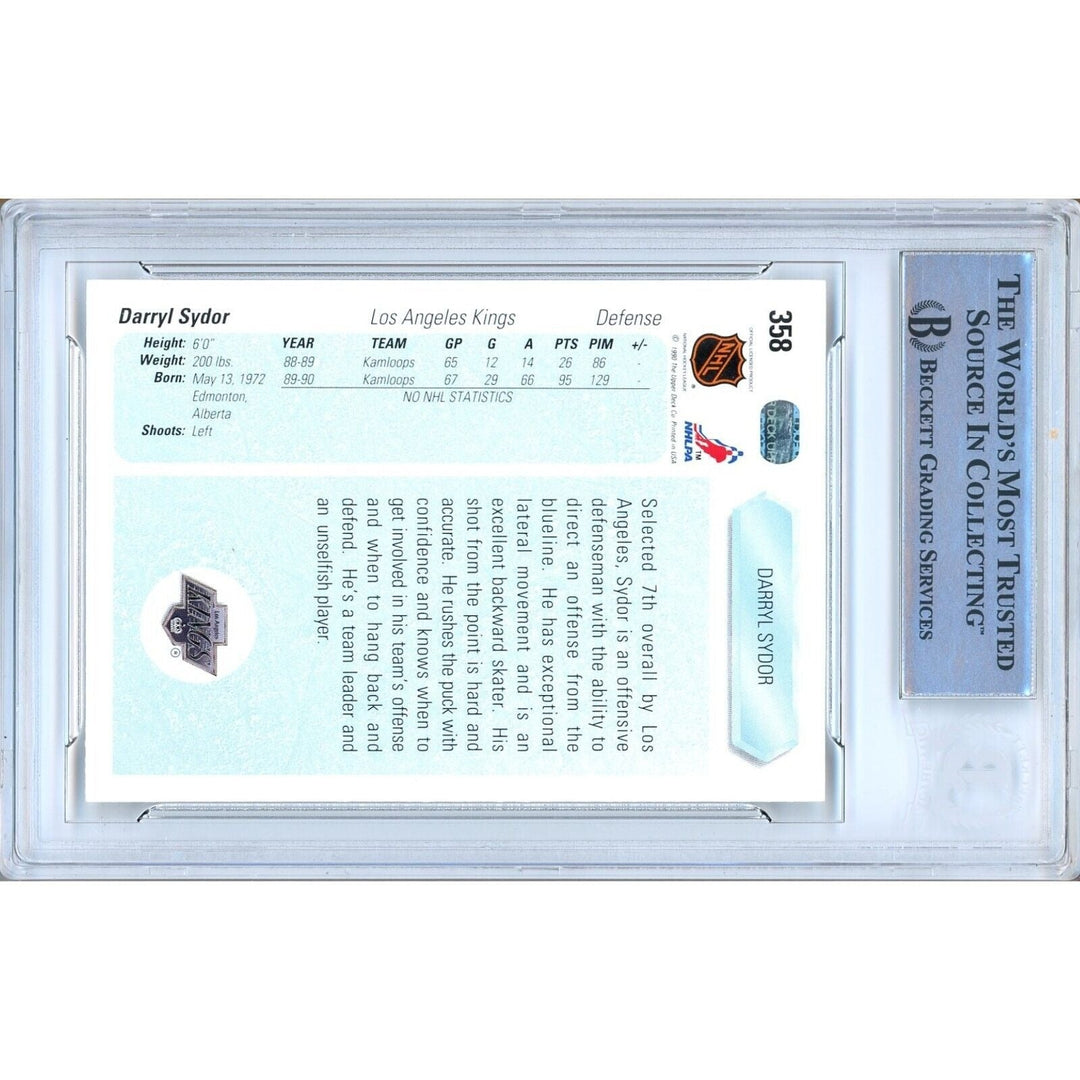 Darryl Sydor Los Angeles Kings Signed 1990-91 Upper Deck Card Beckett Auth Auto Slab