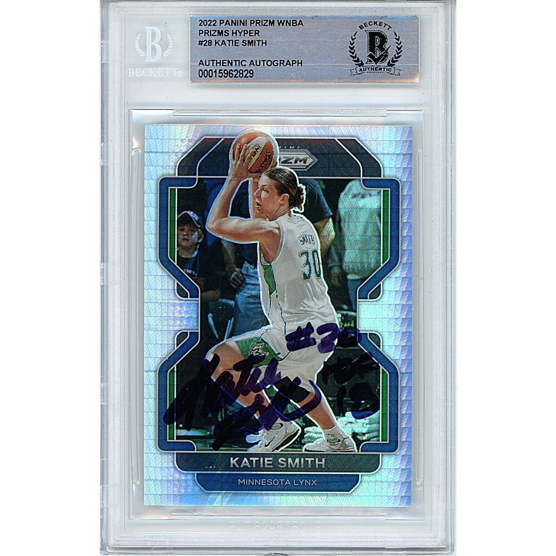Katie Smith Minnesota Lynx Signed 2022 Hyper Prizm WNBA Card Beckett Auth Auto Slab