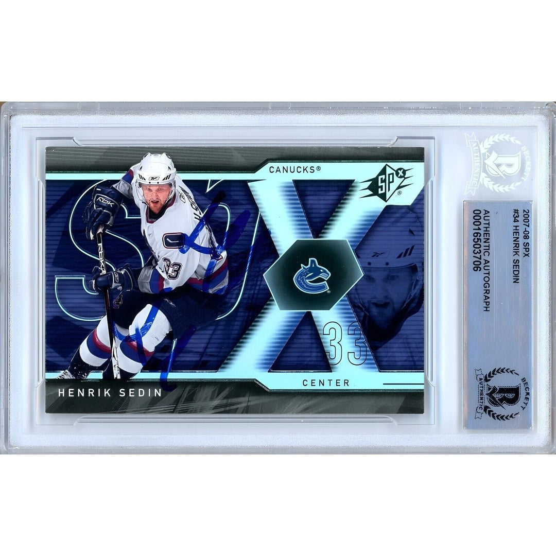 Henrik Sedin Vancouver Canucks Signed 2007-08 Upper Deck Spx Card Beckett Auth Auto