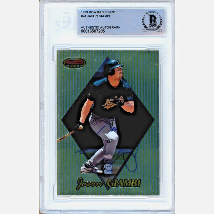 Jason Giambi Oakland Athletics Signed 1999 Bowman Best Card Beckett Authentic Auto Slab