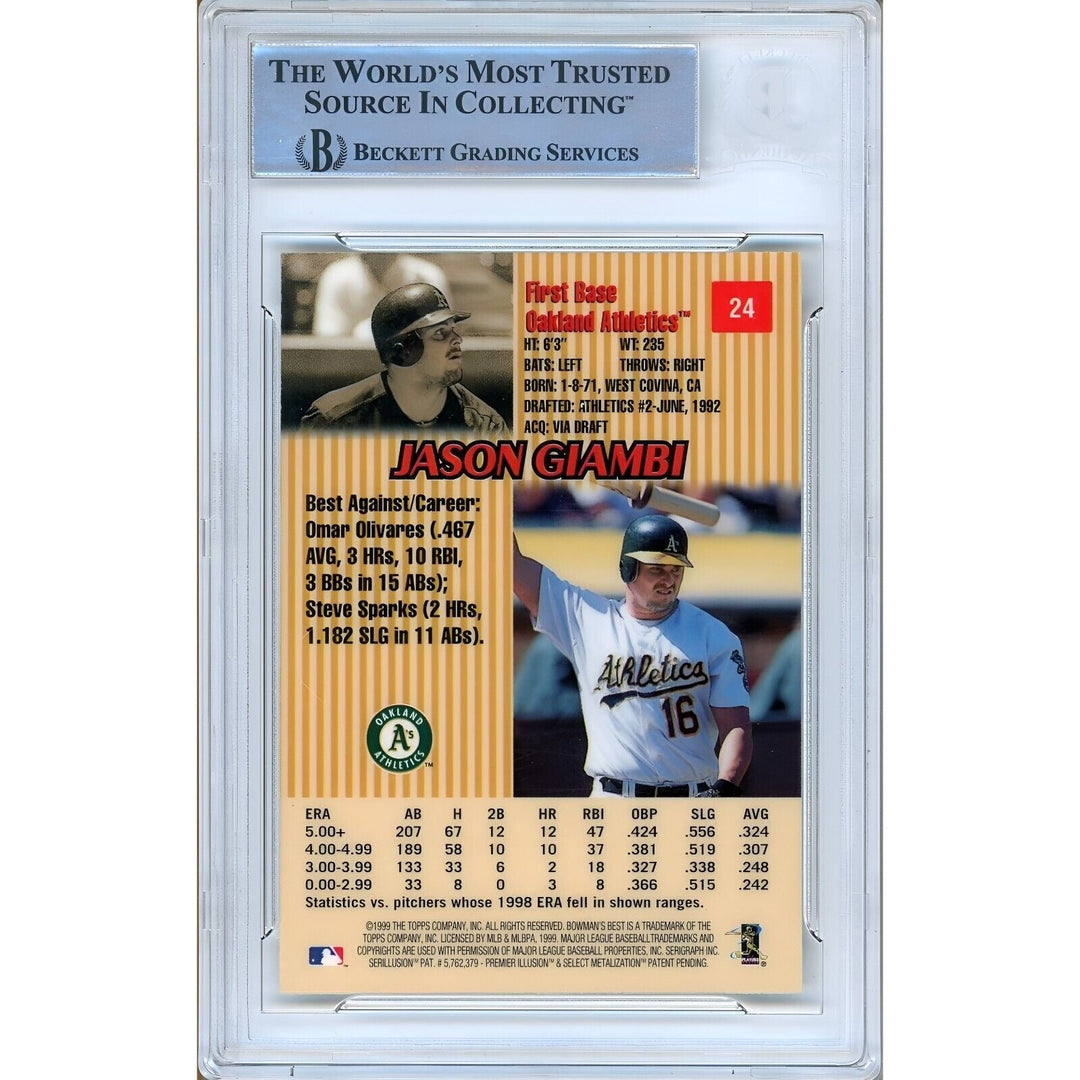 Jason Giambi Oakland Athletics Signed 1999 Bowman Best Card Beckett Authentic Auto Slab
