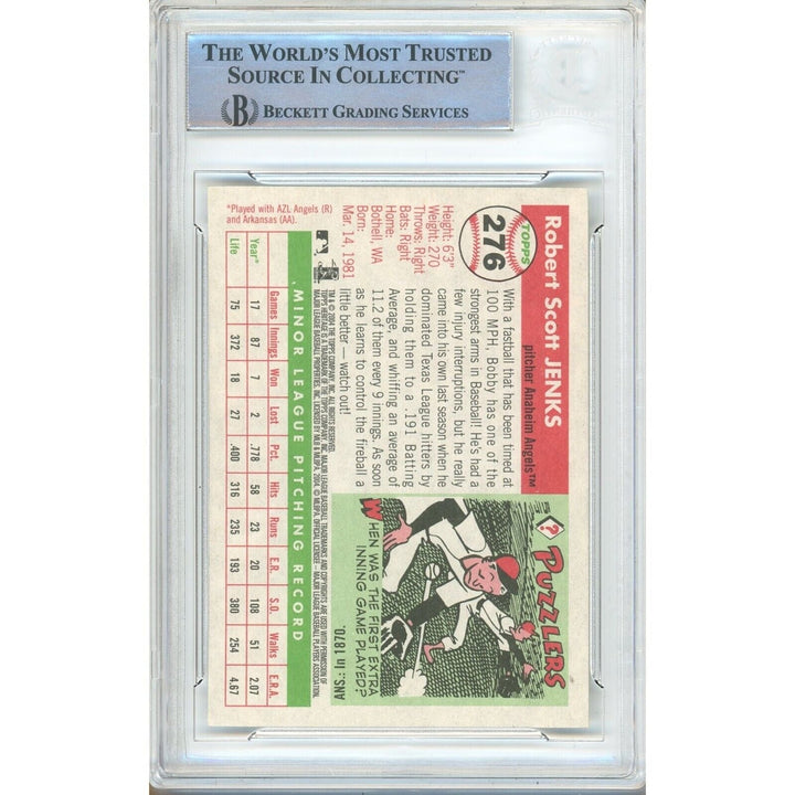 Bobby Jenks LA Angels Signed 2004 Topps Heritage Baseball Card Beckett Auth Auto Slab