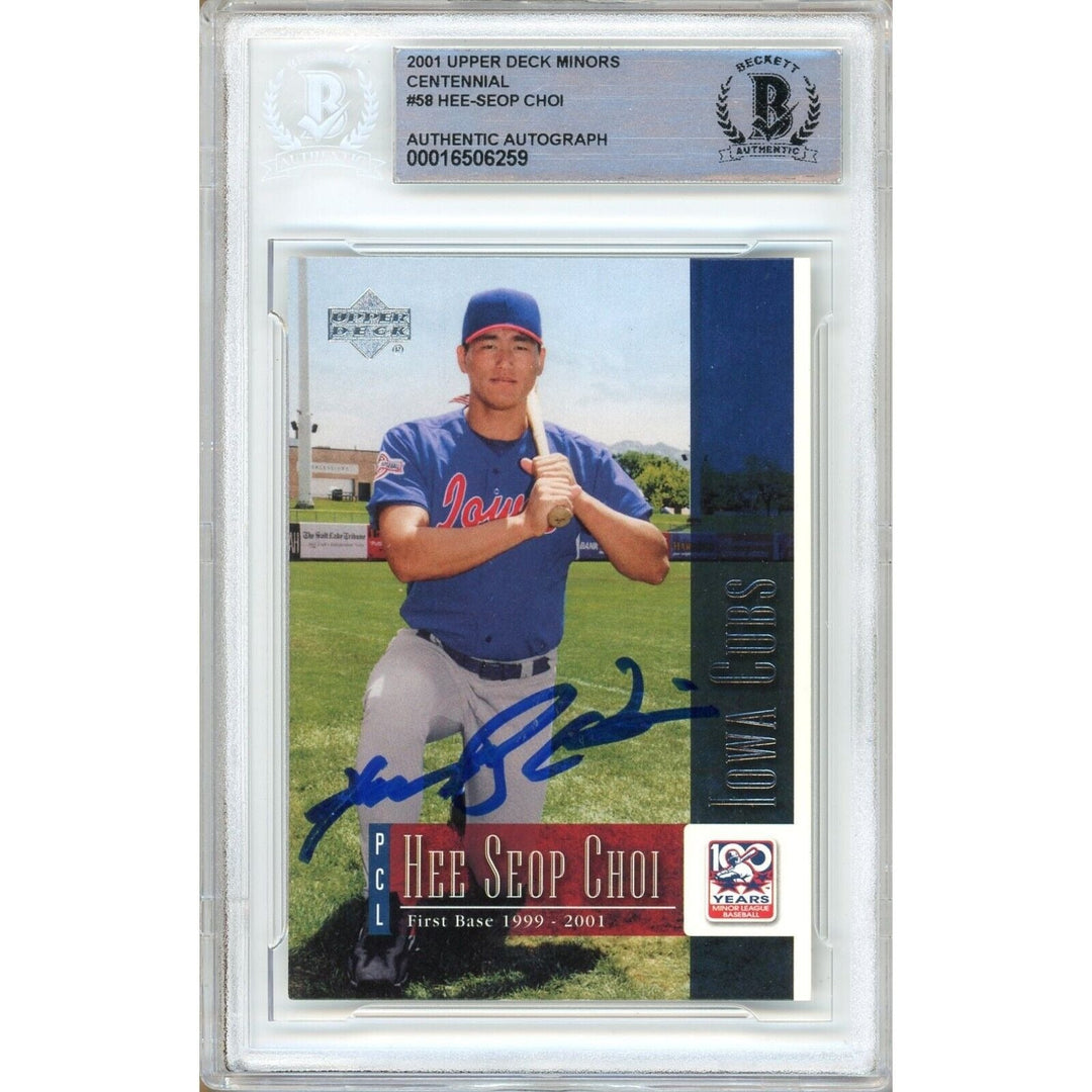 Hee Seop Choi Chicago Cubs Signed 2001 Upper Deck Minors Card BAS Auth Auto Slab