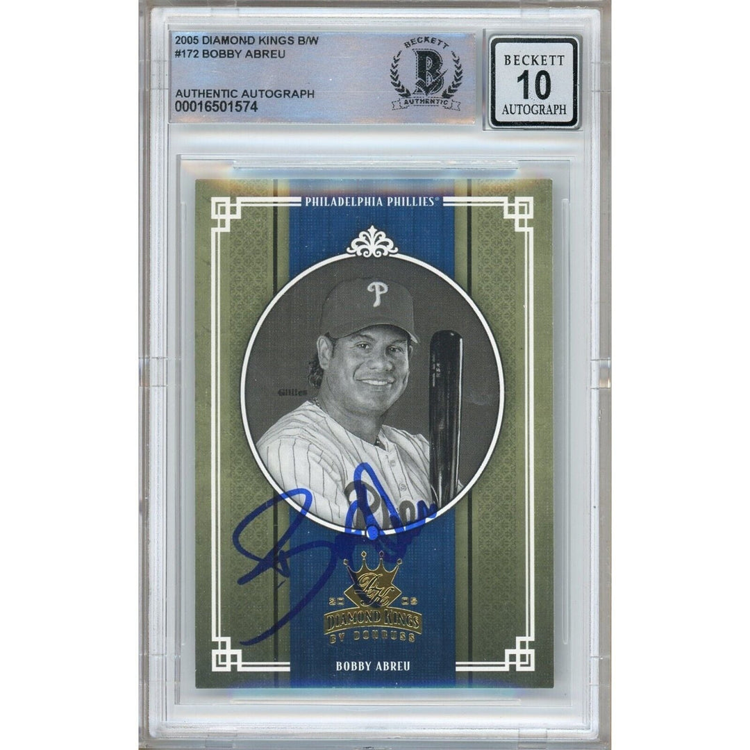 Bobby Abreu Phillies Signed 2005 Diamond Kings B/W Card BAS BGS Auto 10 Graded Slab