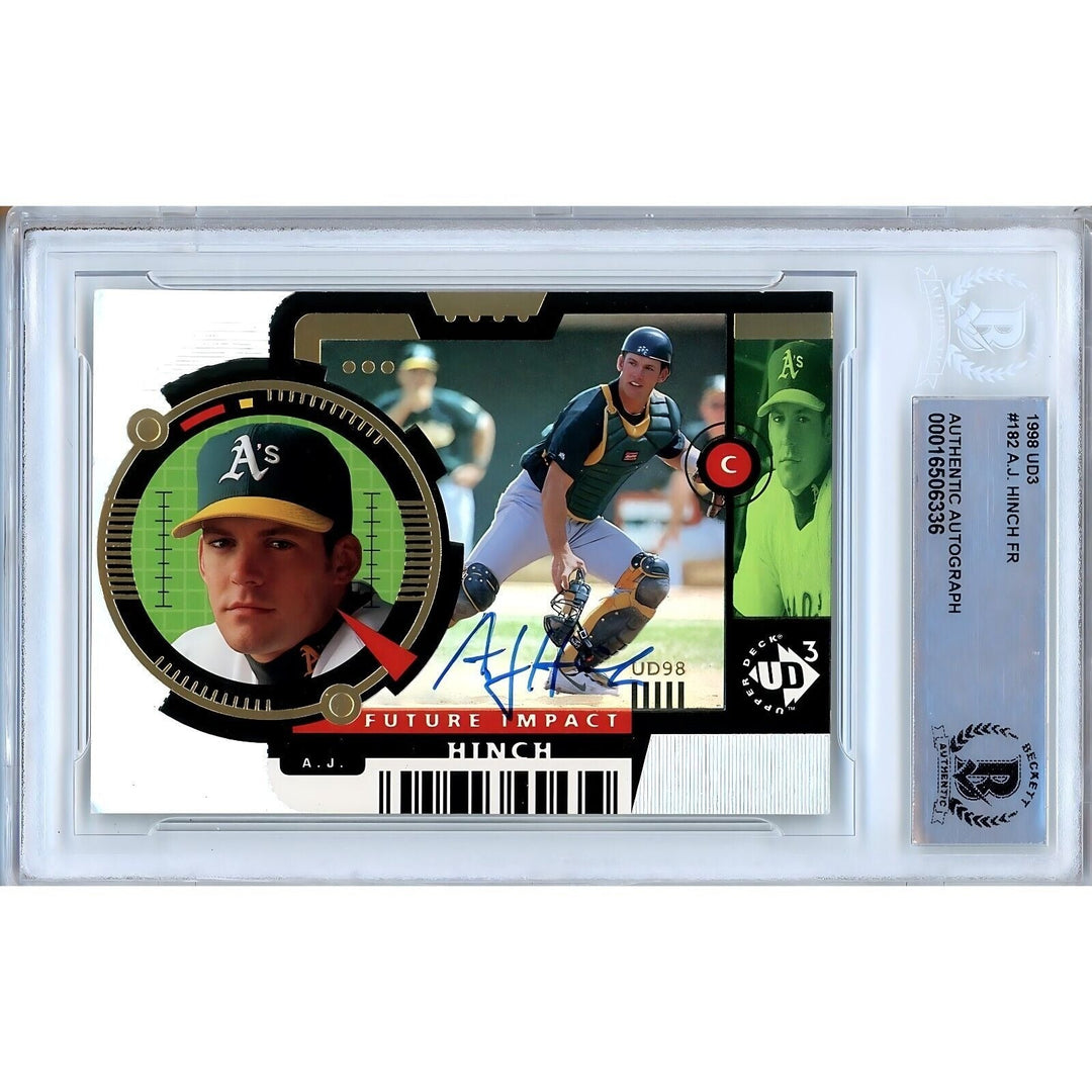 AJ Hinch Oakland Athletics Signed 1998 UD3 Future Impact Card Beckett Authentic Auto Slab