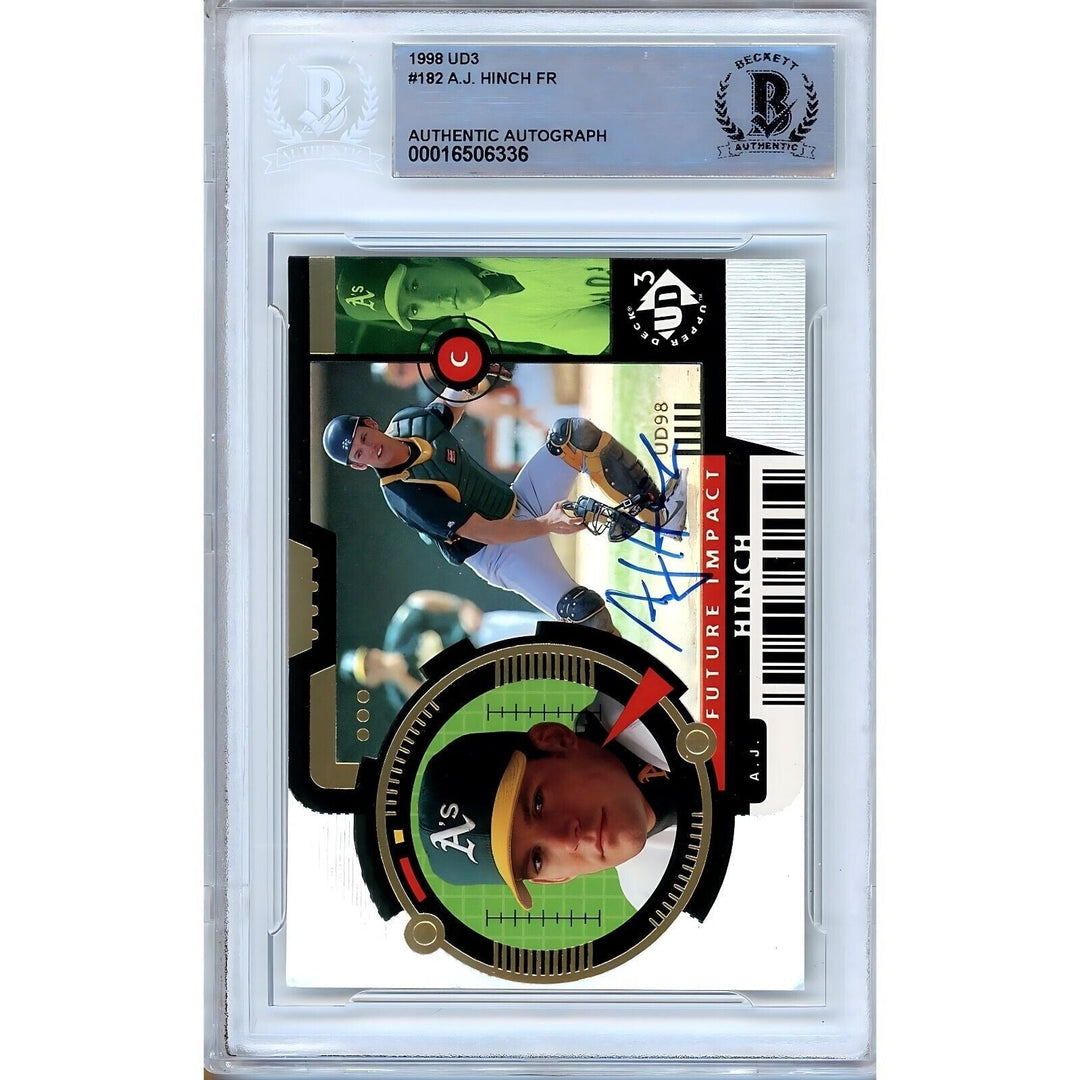 AJ Hinch Oakland Athletics Signed 1998 UD3 Future Impact Card Beckett Authentic Auto Slab