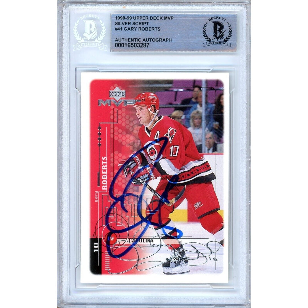 Gary Roberts Carolina Hurricanes Signed 1998 Upper Deck MVP Card Beckett Auth Auto Slab
