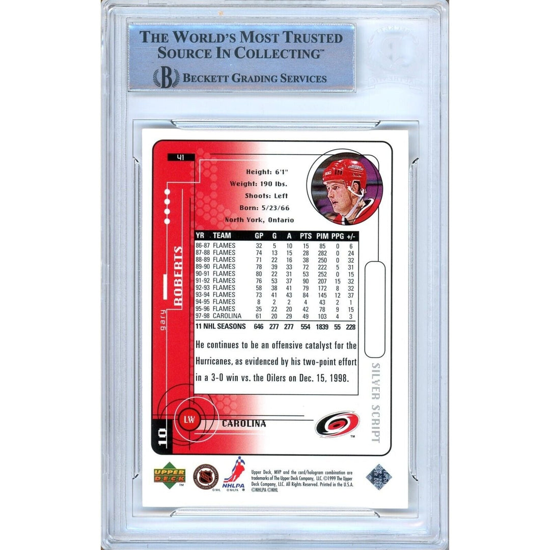 Gary Roberts Carolina Hurricanes Signed 1998 Upper Deck MVP Card Beckett Auth Auto Slab
