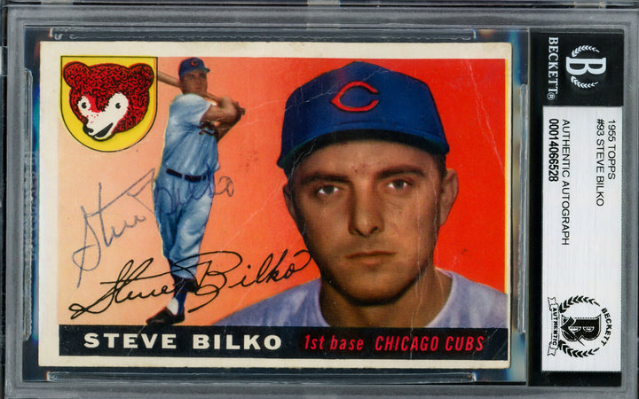 Steve Bilko Autographed 1955 Topps Card #93 Chicago Cubs Beckett BAS #14066528 Image 1