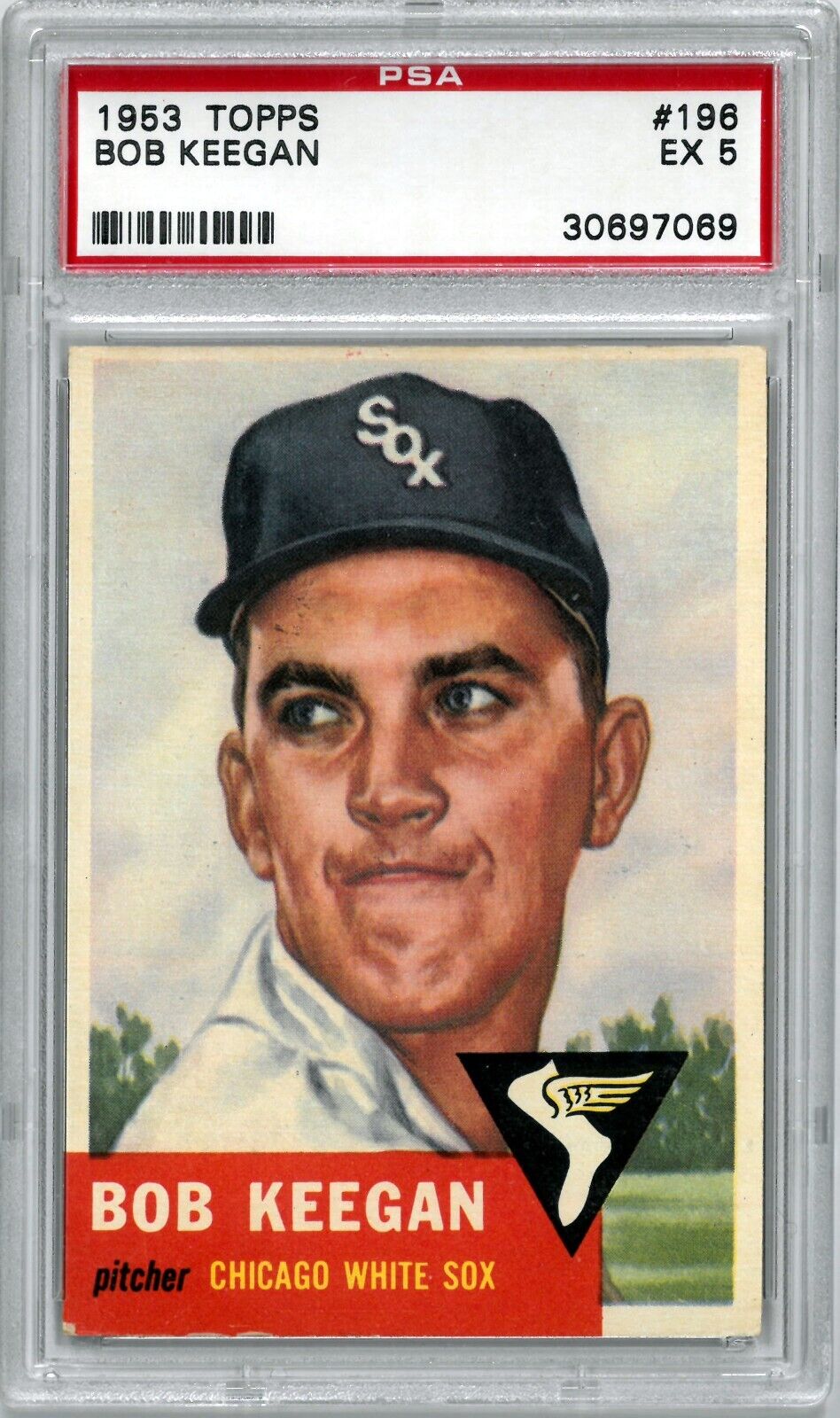 Bob Keegan 1953 Topps Baseball Card #196- PSA Graded 5 EX (Chicago White Sox) Image 1