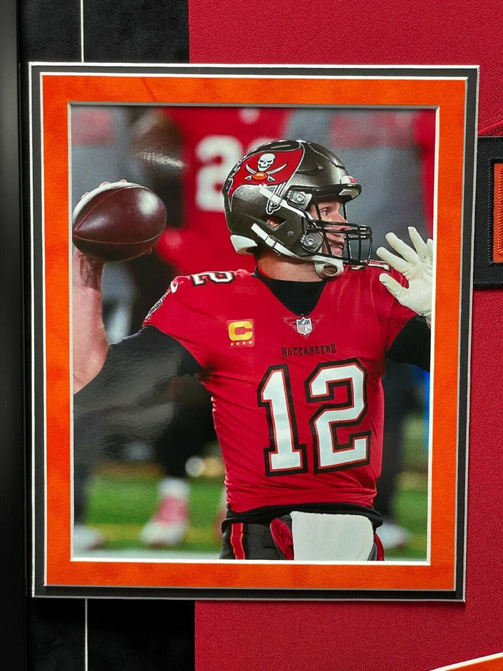 Tom Brady Autographed Tampa Bay Buccaneers Framed Jersey Red COA Fanatics Signed Image 11