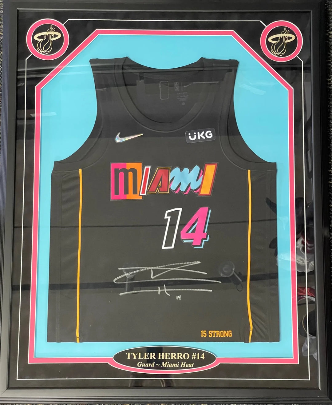 Tyler Herro Autographed Framed Miami Heat Mash Up Jersey (JSA) Image 2