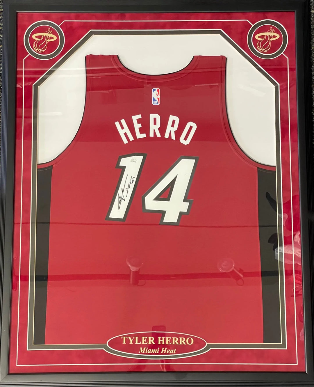 Tyler Herro Autographed Framed Miami Heat Away Jersey (JSA) Image 3