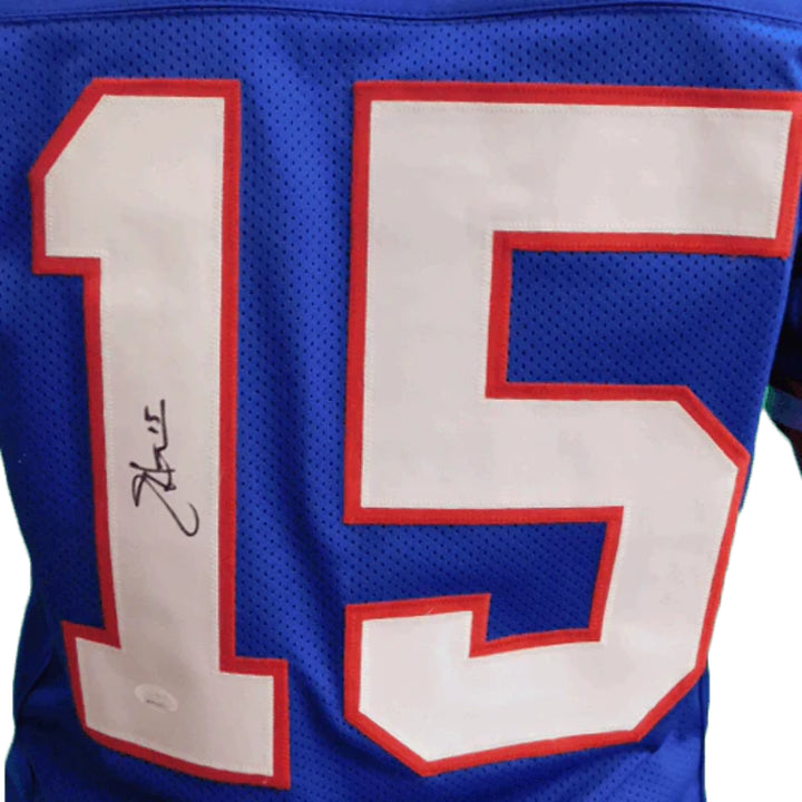 Jeff Hostetler Autographed Pro Style Blue Football Jersey (JSA) Image 3