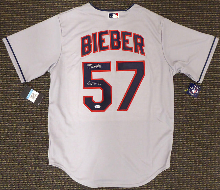 INDIANS SHANE BIEBER AUTOGRAPHED GRAY NIKE JERSEY SIZE M GO TRIBE BECKETT 187727 Image 2