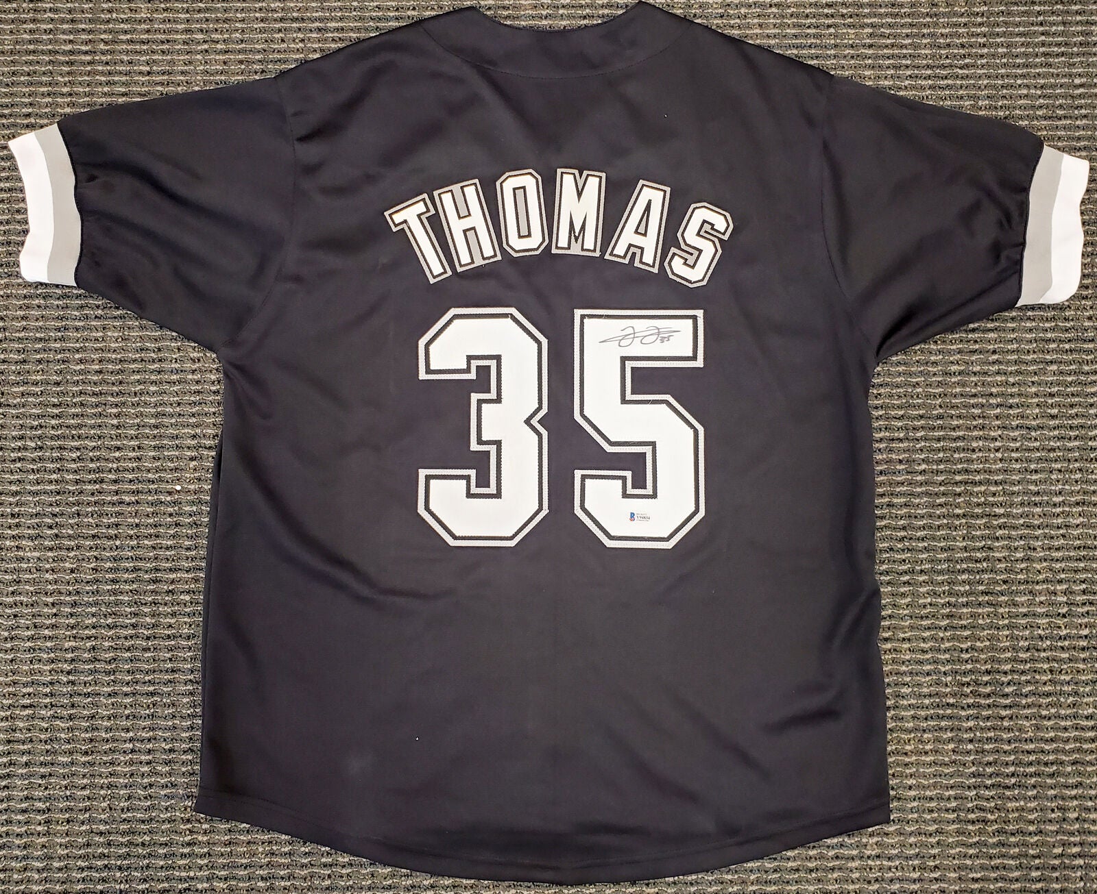 Chicago White Sox Frank Thomas Autographed Framed Black Jersey Beckett BAS