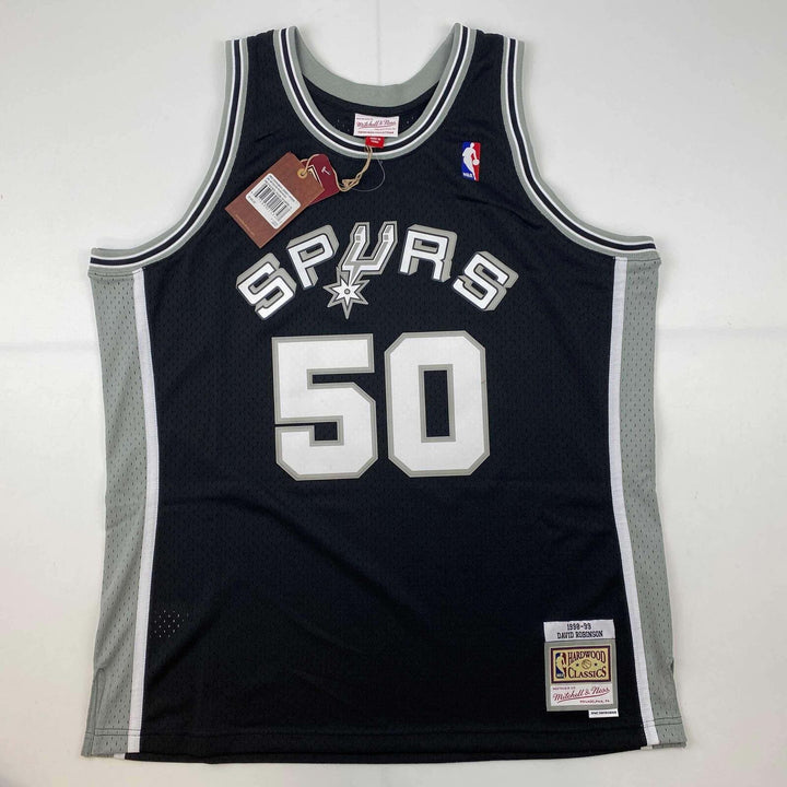 Autographed/Signed David Robinson Spurs Black Authentic M&N Jersey Beckett COA Image 4
