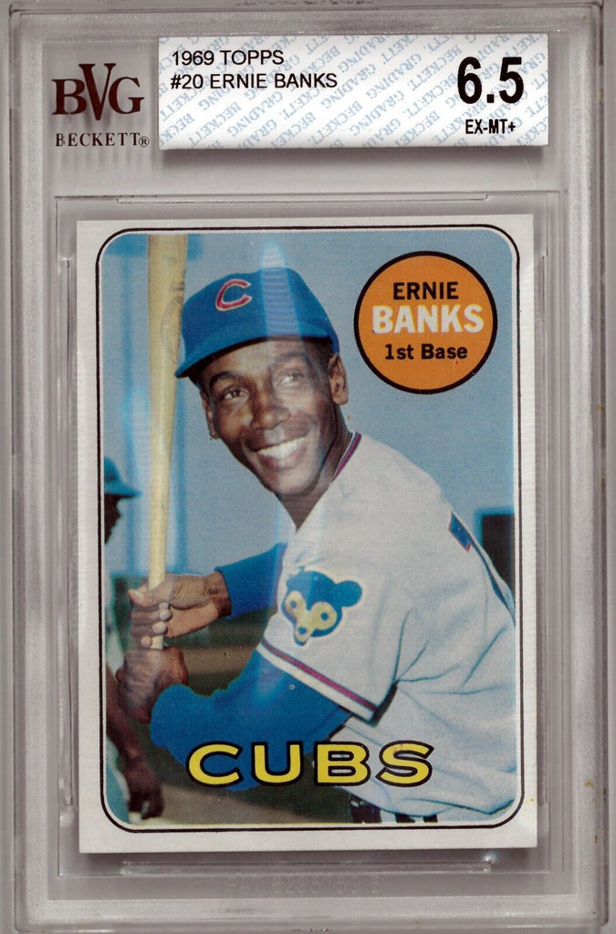 Ernie Banks 1969 Topps Baseball Card #20- BVG Graded 6.5 EX-MT+ (Sub G — RSA