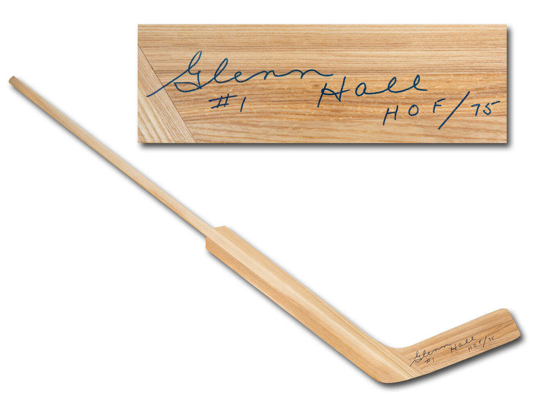 Glenn Hall Autographed Retro Wooden Goalie Stick - Chicago Blackhawks Image 1
