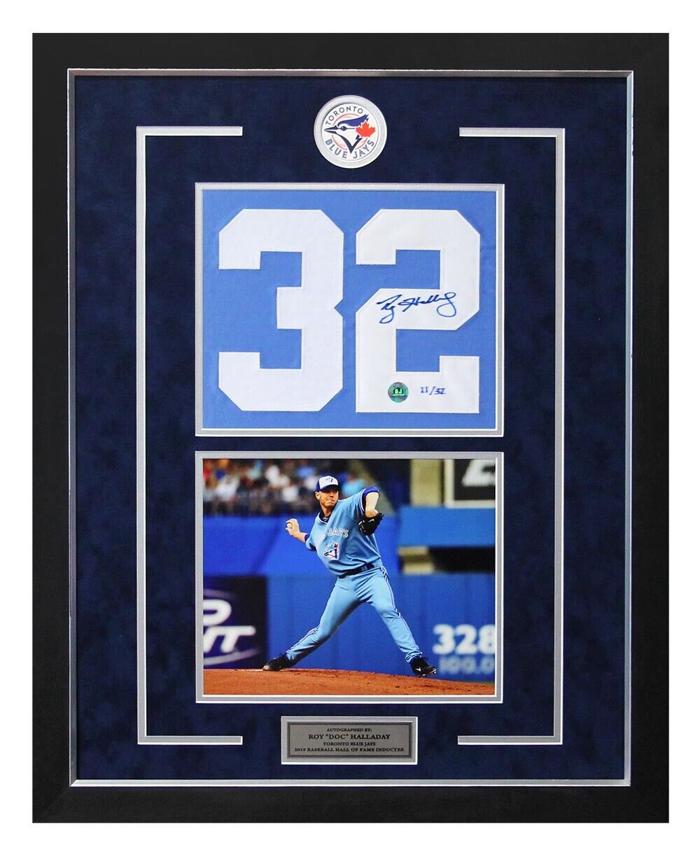 Roy Halladay Toronto Blue Jays Signed Jersey Number Collage 25x31 Frame #/32 Image 1