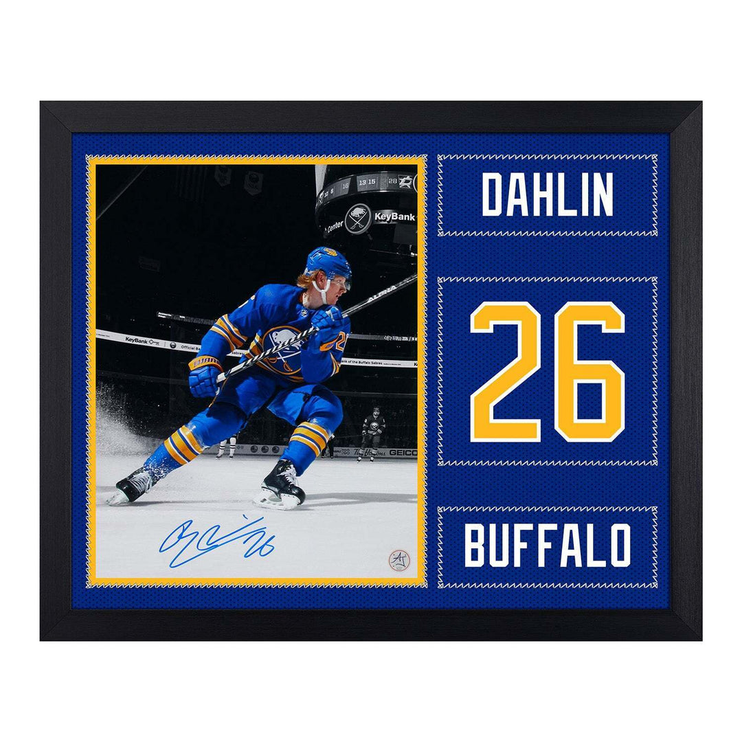 Rasmus Dahlin Signed Buffalo Sabres Uniform Graphic 19x23 Frame Image 1