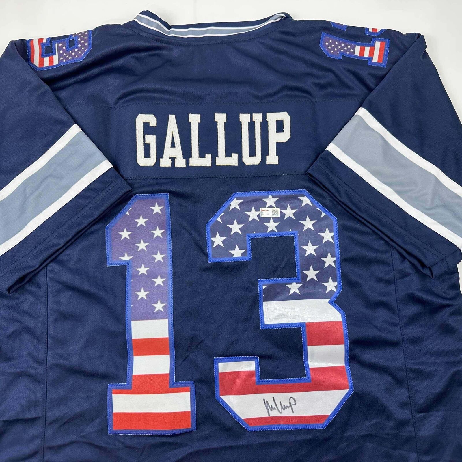 Autographed/signed Michael Gallup Dallas Blue Football Jersey 
