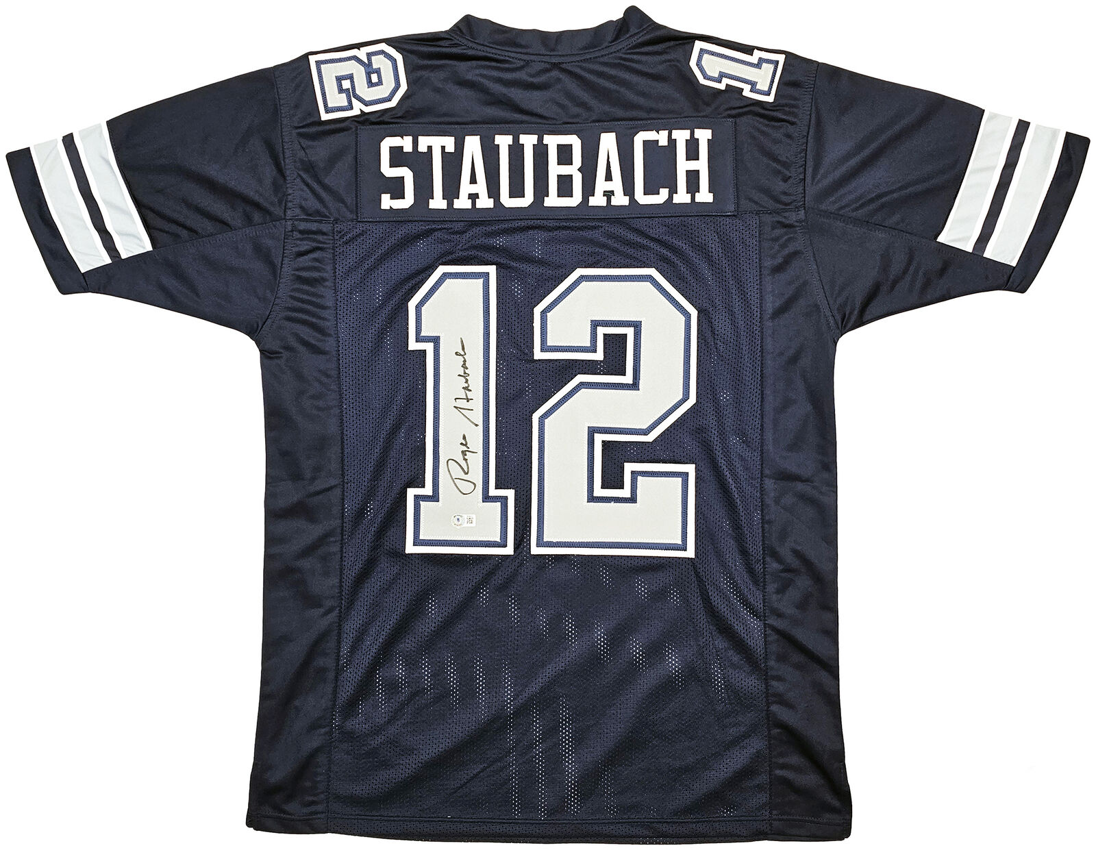 Dallas Cowboys Roger Staubach Autographed Royal Blue Jersey Beckett BAS  Witness