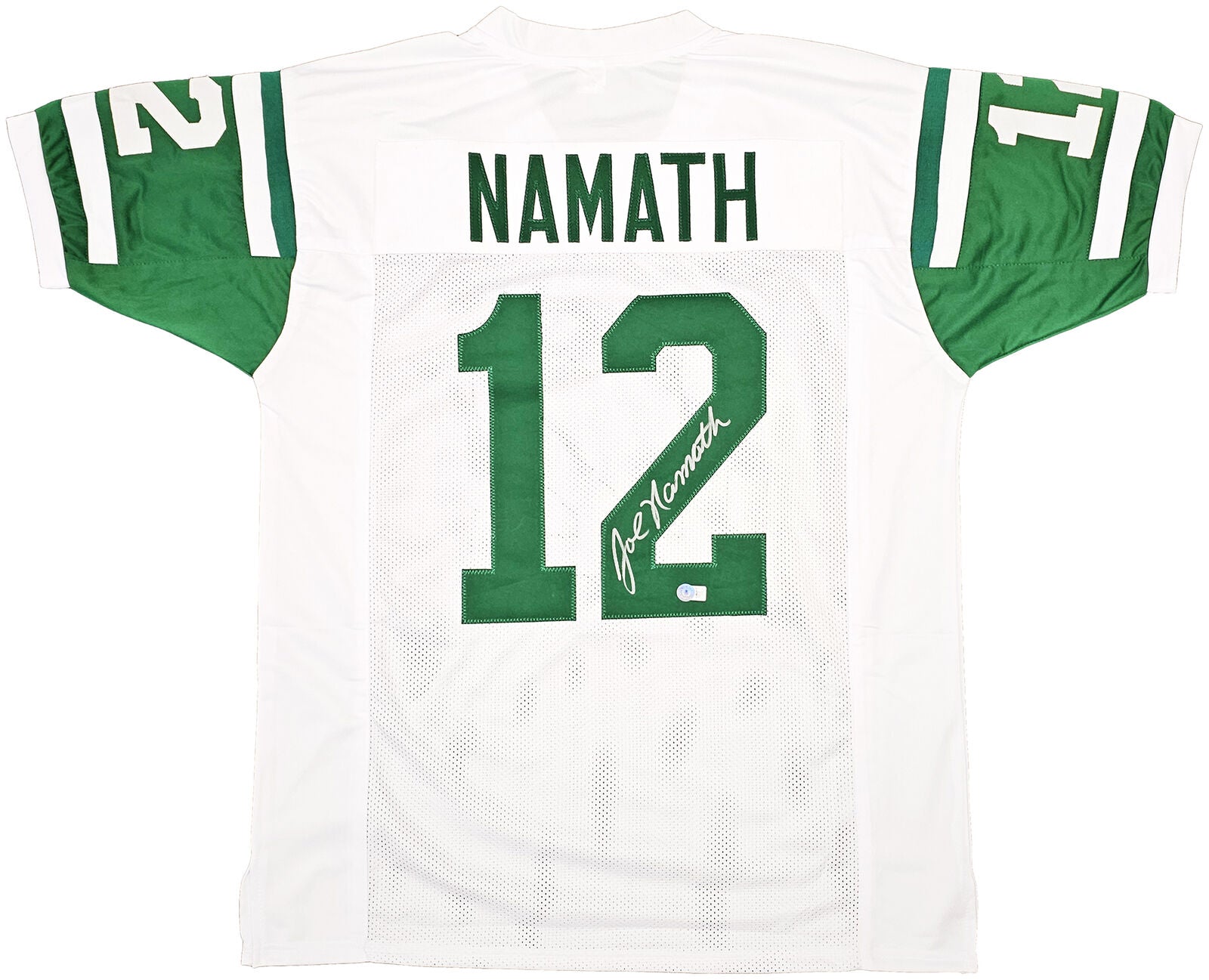 New York Jets Joe Namath Autographed White Jersey Beckett BAS Witness 212599