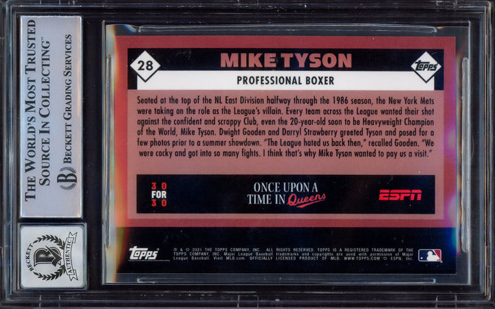Mike Tyson Autographed 2021 Topps X ESPN 30 For 30 Card Gem 10 Auto Beckett Image 2