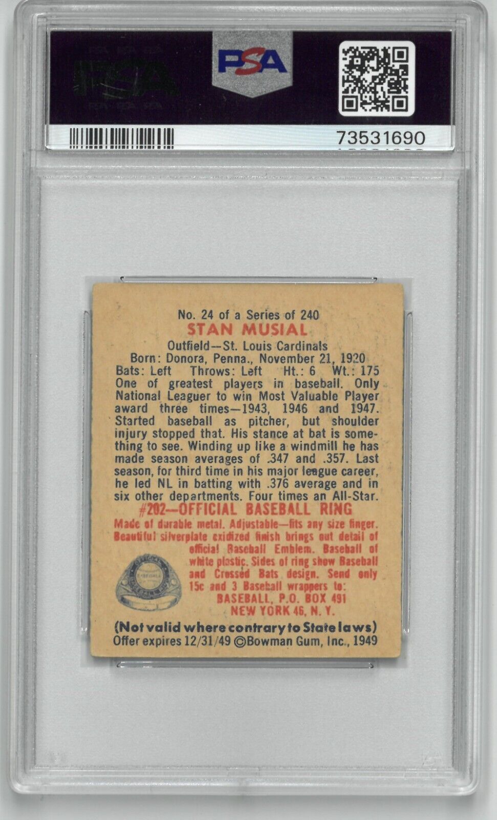 1949 Bowman Stan Musial