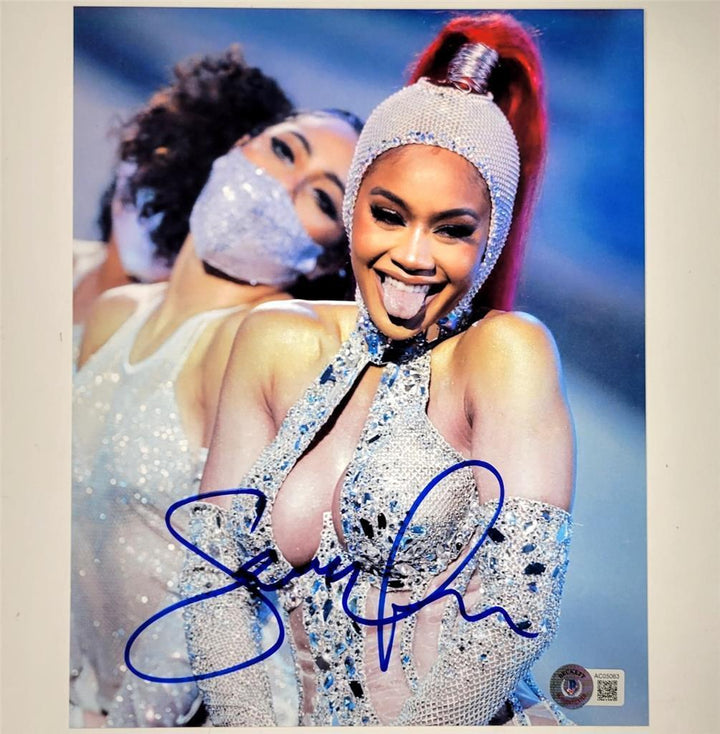 Saweetie signed 8x10 photo rapper autograph  Beckett BAS Holo Image 1