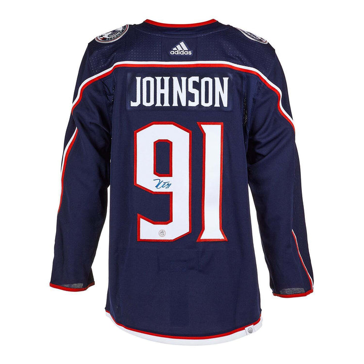 Kent Johnson Autographed Columbus Blue Jackets Adidas Jersey Image 1