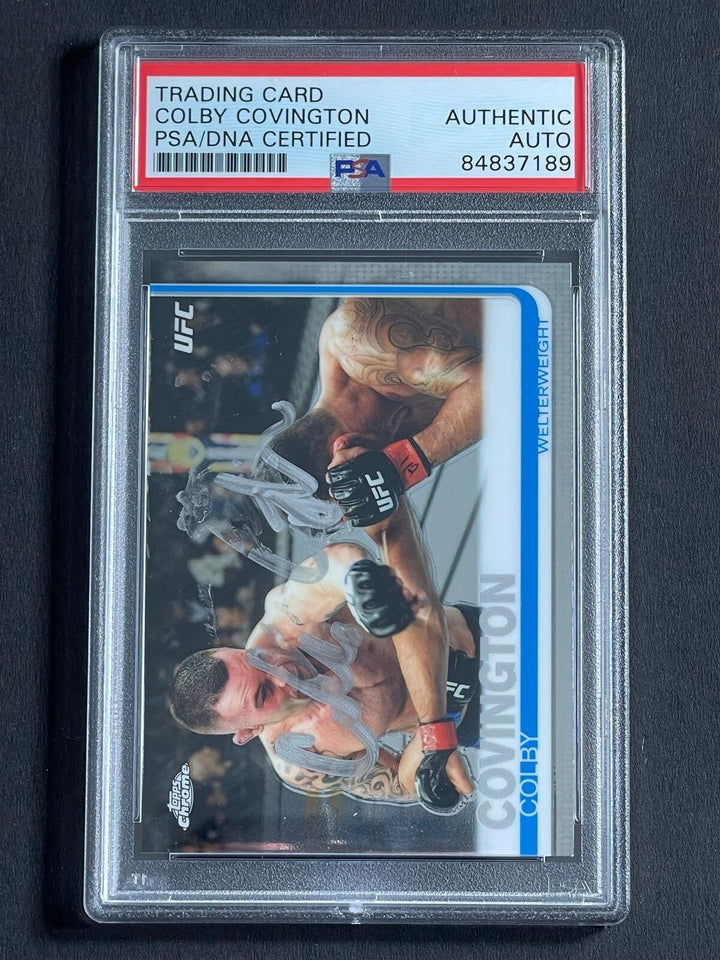 2019 Topps #24 Colby Covington Signed Card PSA Slabbed UFC Image 1