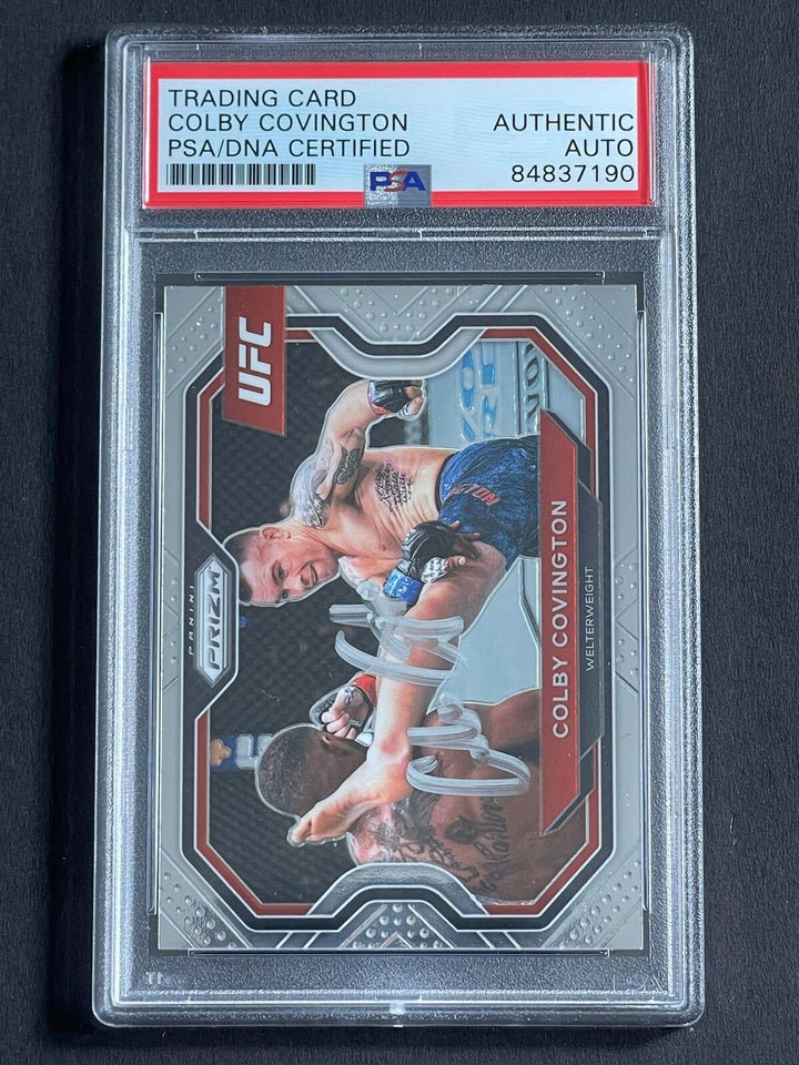 2021 Panini Prizm #116 Colby Covington Signed Card PSA Slabbed UFC Image 1