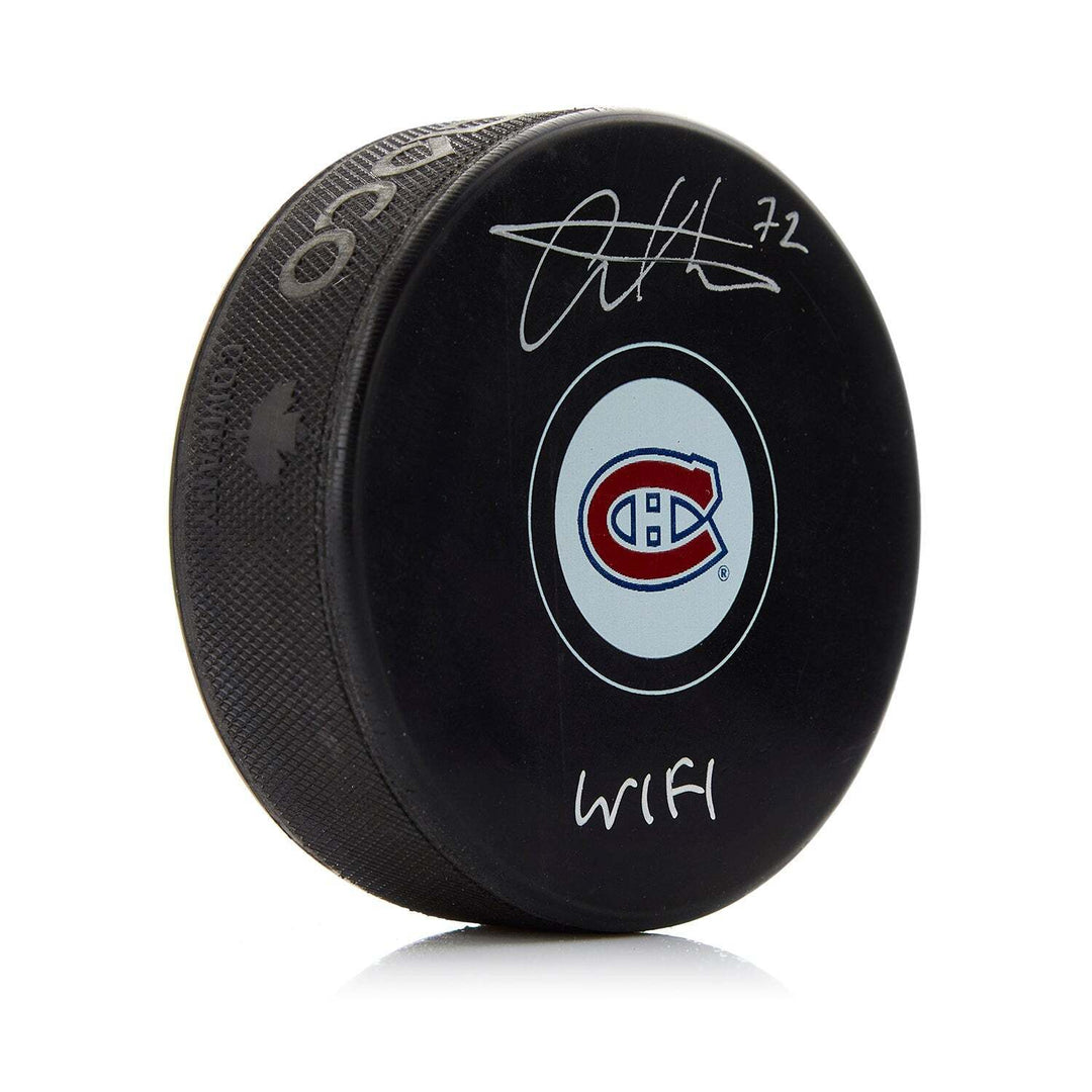 Arber Xhekaj Signed Montreal Canadiens Hockey Puck with WIFI Note Image 1