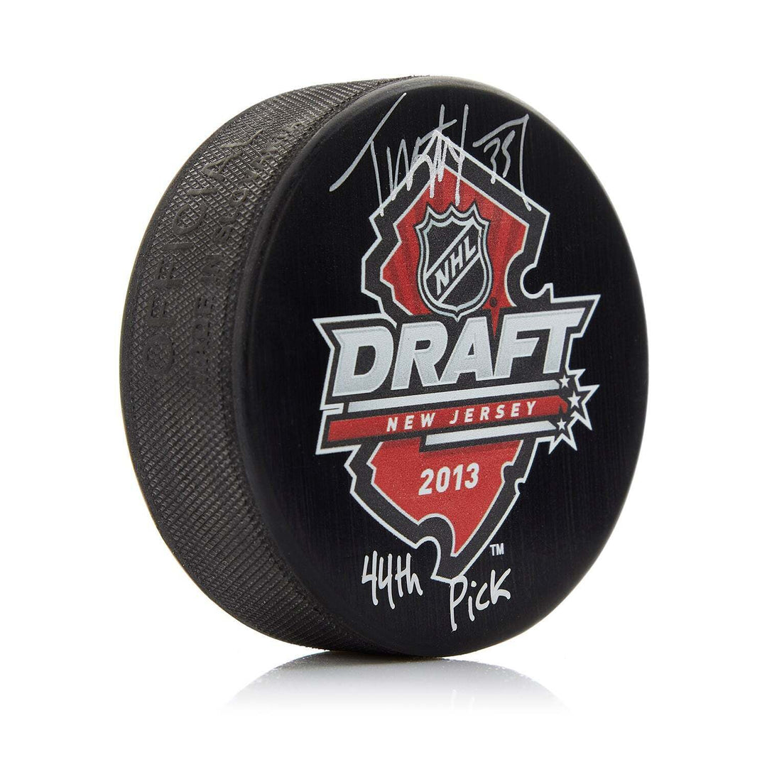 Tristan Jarry Signed 2013 NHL Draft Event Puck with 44th Pick Note Image 1