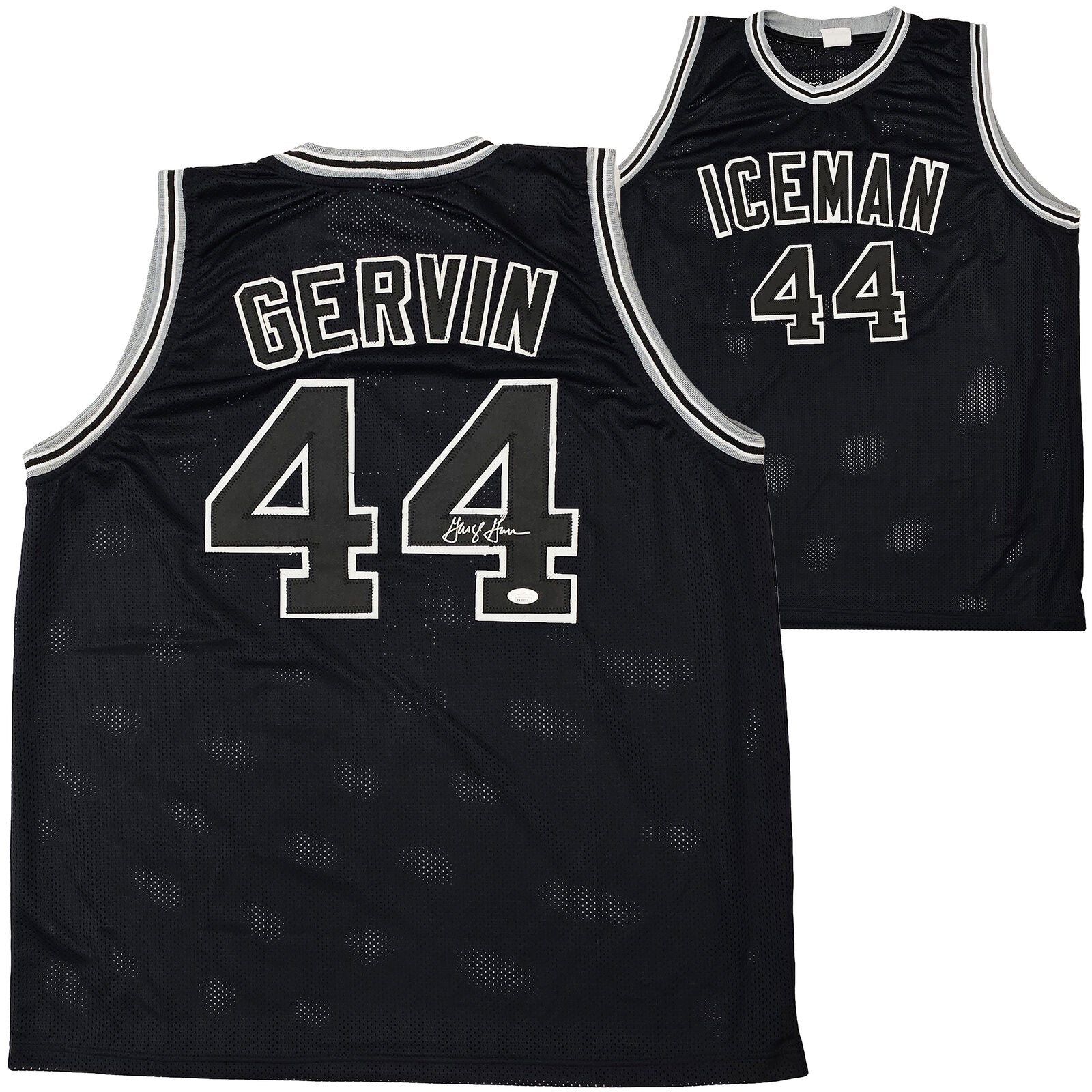 George Gervin Signed San Antonio Spurs Hockey Style Jersey (JSA COA) The  Iceman