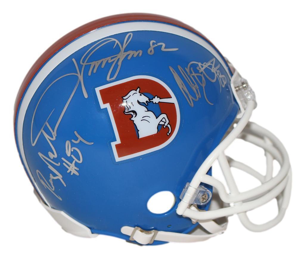 Three Amigos Autographed Denver Broncos VSR4 D Logo Mini Helmet JSA 34410 Image 1