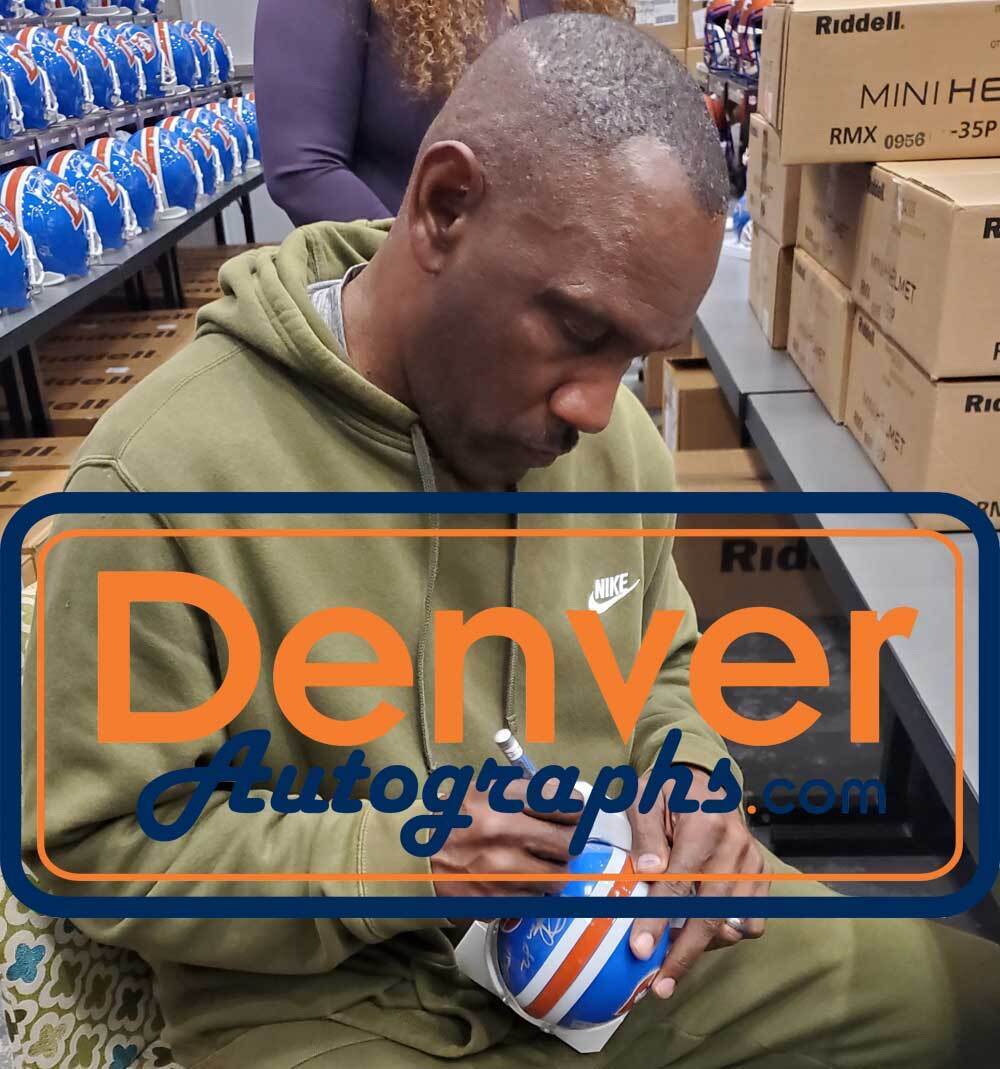 Three Amigos Autographed Denver Broncos VSR4 D Logo Mini Helmet JSA 34410 Image 4