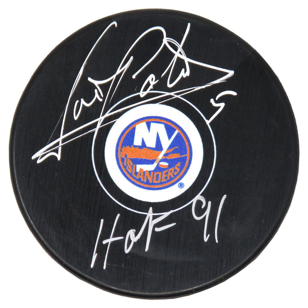 Denis Potvin Signed New York Islanders Logo Hockey Puck w/HOF'91 - SCHWARTZ Image 1