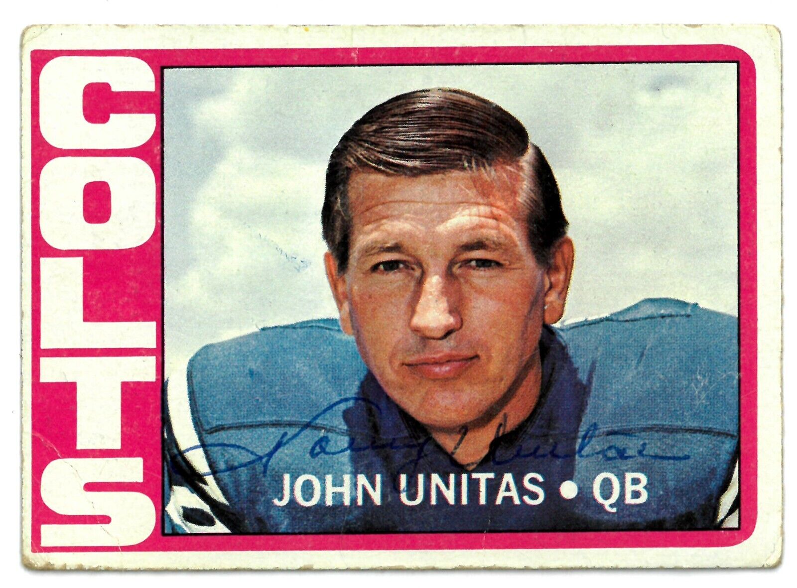 1972 John Unitas Pro Action Topps Football Card 251, sin pliegues