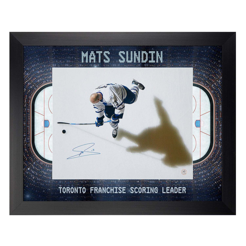 Mats Sundin Autographed Signed Toronto Maple Leafs Puck Display 26x32 Frame
