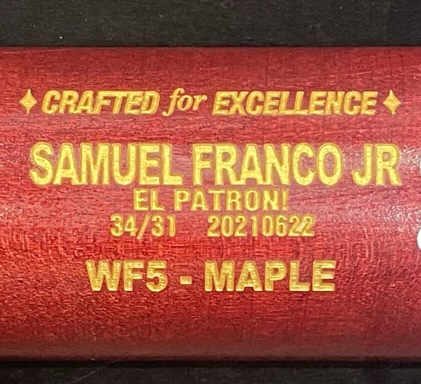 Wander Franco El Patron Autographed Rawlings Pro Baseball Bat - JSA COA