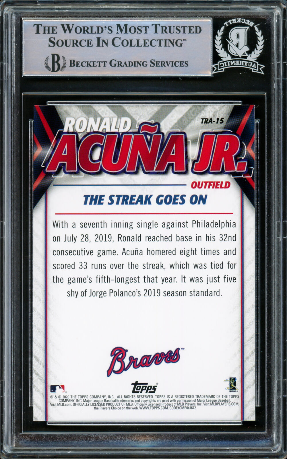 Ronald Acuna Jr. Autographed 2020 Topps Highlights Card Braves Beckett –  CollectibleXchange