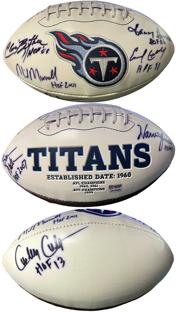 Tennessee Titans Inaugural Season Team Signed Football Steve McNair Jevon  Kearse