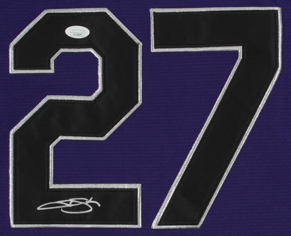 Trevor Story Colorado Rockies Autographed Purple Nike Replica Jersey