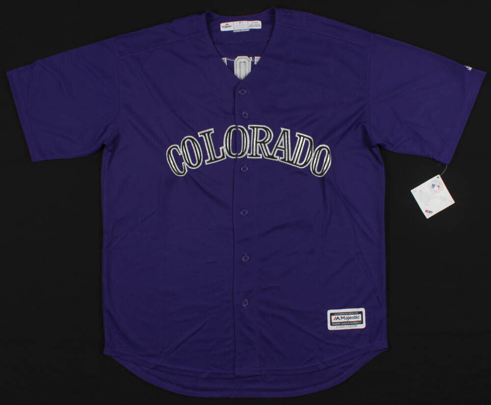Trevor Story Colorado Rockies Autographed Topps Gray Majestic Authentic  Jersey